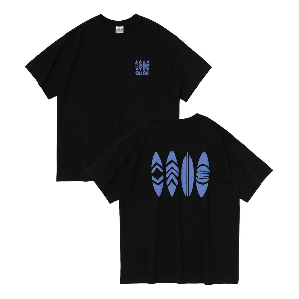 TRAVEL LINE SURF SHORT SLEEVE T-SHIRT (BLACK / BLUE)