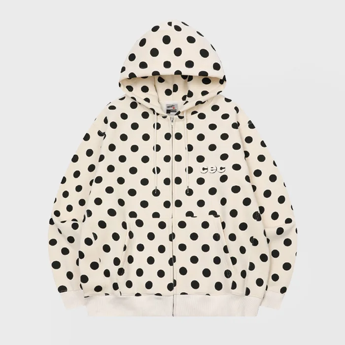 CEC DOTTED ZIP-UP HOODIE(IVORY)