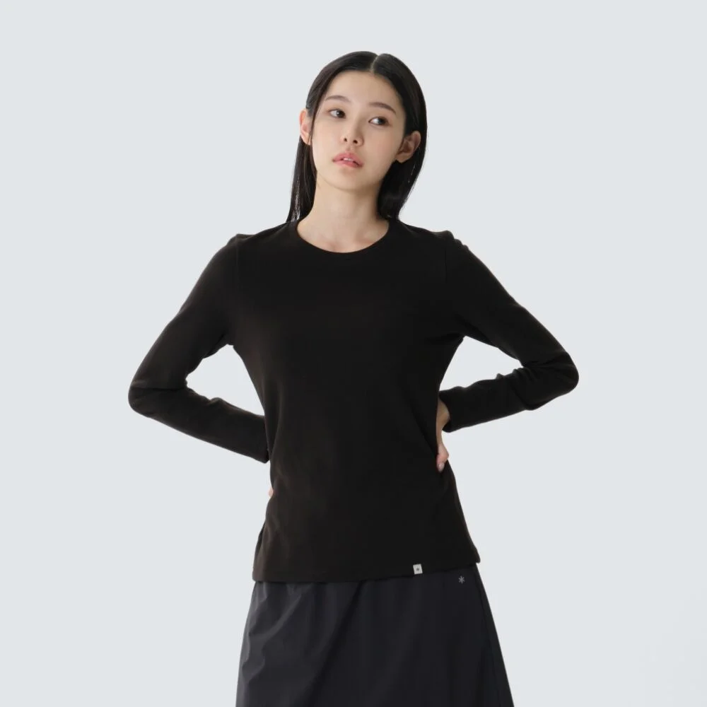 羅紋 女裝 長袖 T恤 Black (S26FWFTL31)