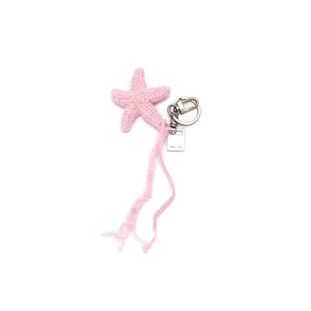 STARFISH KNIT KEYRING IN PINK