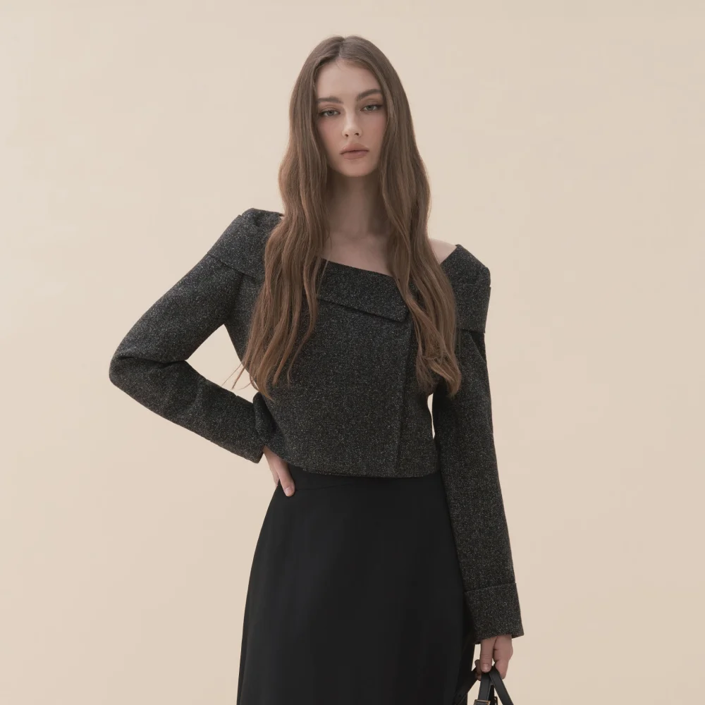 Blair Scarf Draped Collar Jacket - Black
