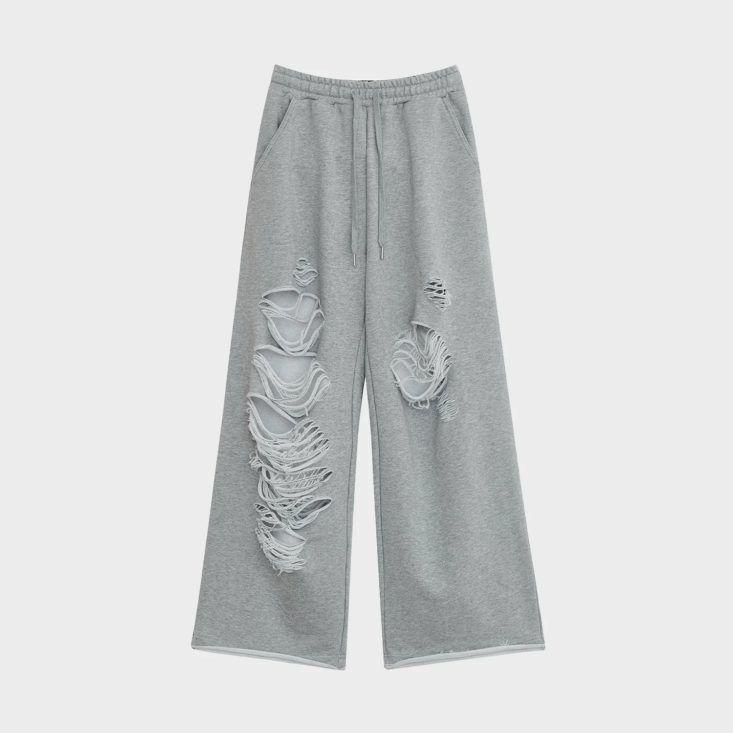 DESTROYED SWEAT PANTS MELANGE GREY
