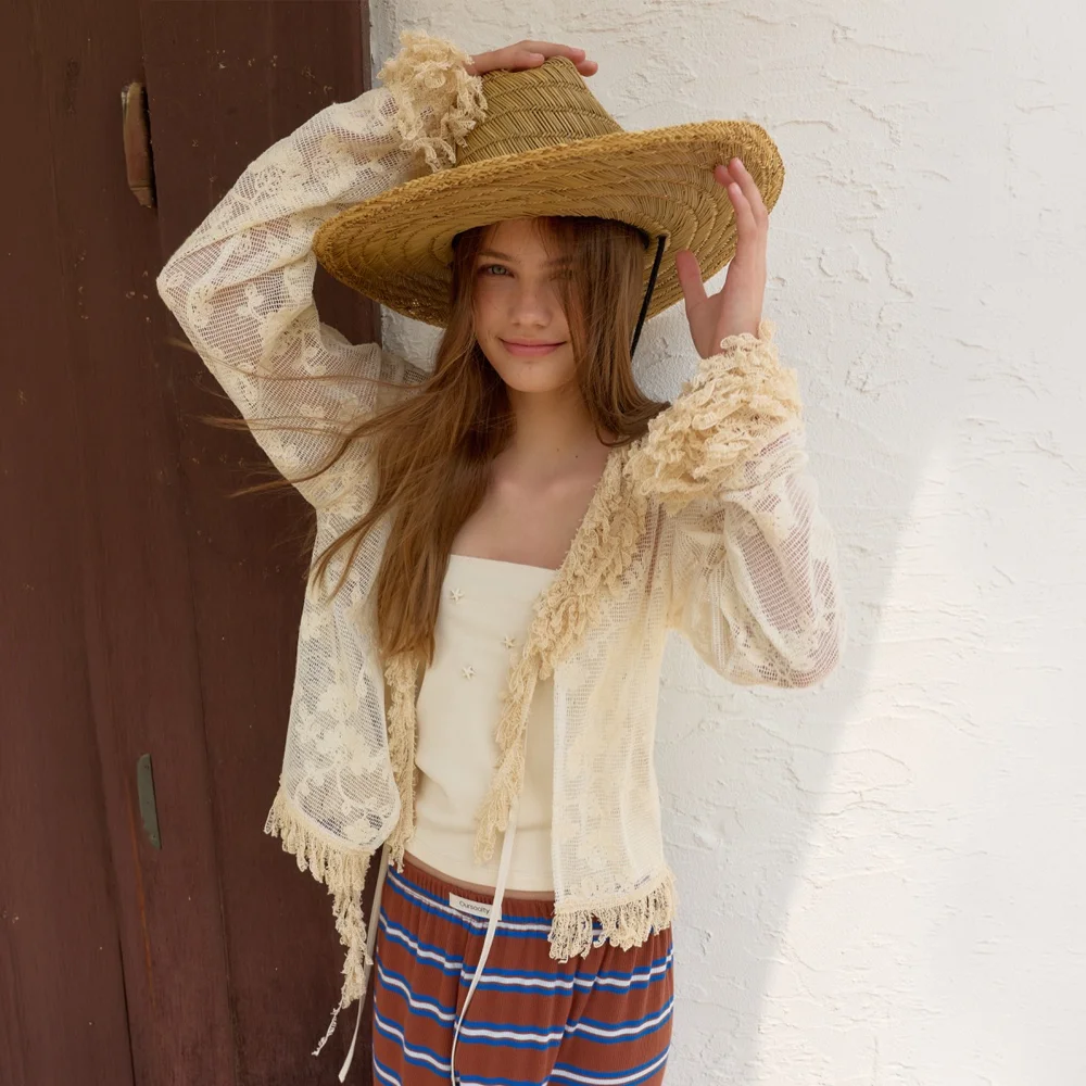 Majorca Fringe Cardigan / Cream