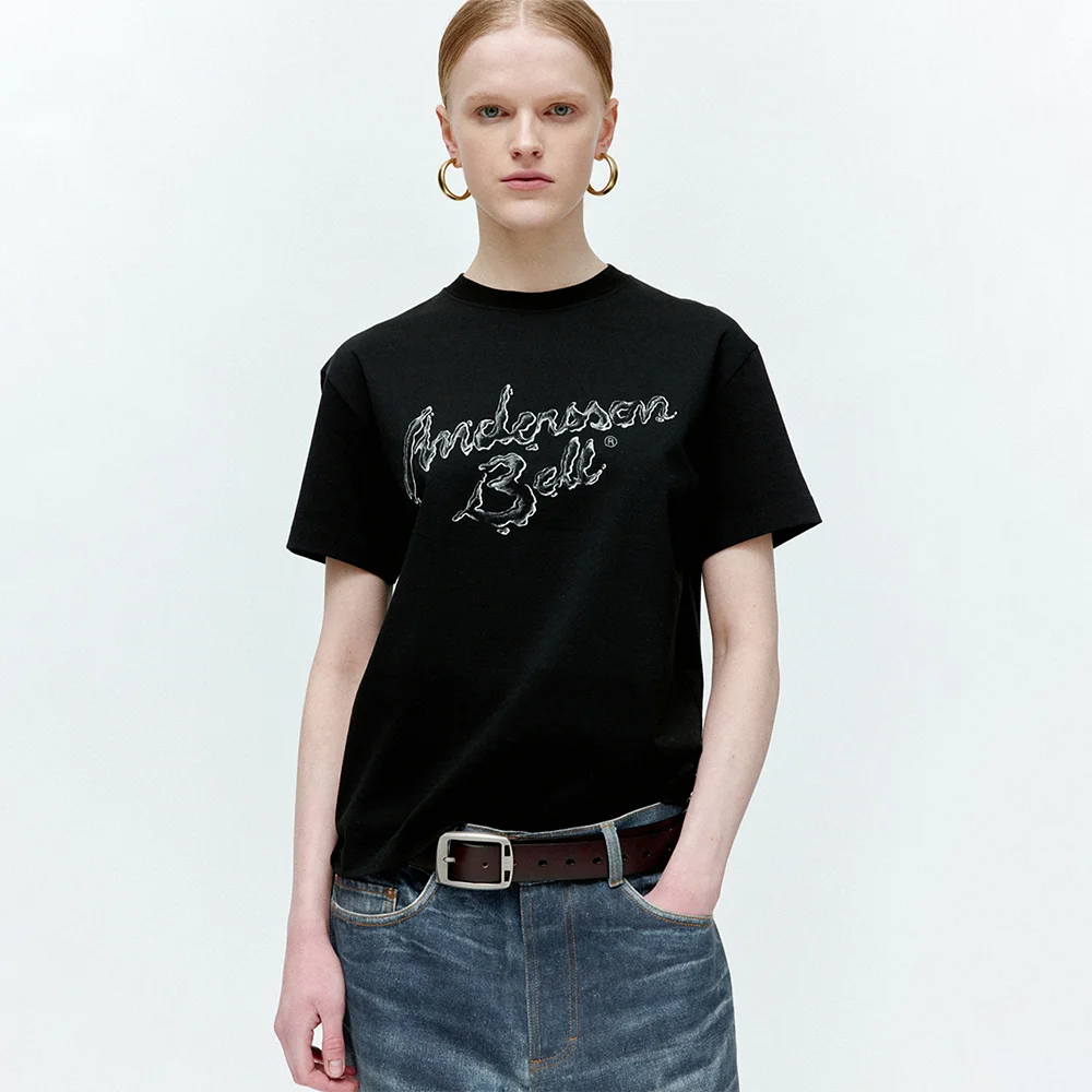 (ESSENTIAL) UNISEX LIQUID LOGO T-SHIRT atb1405u(BLACK)