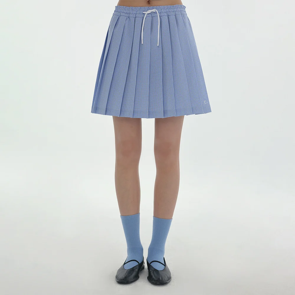 Pleats Banding Skirt (Blue)