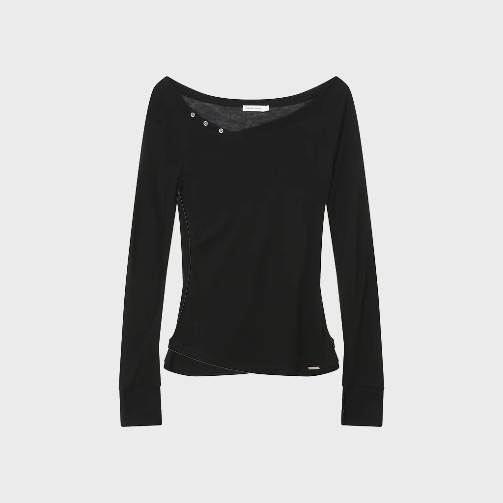 Button Sheer long sleeves BLACK