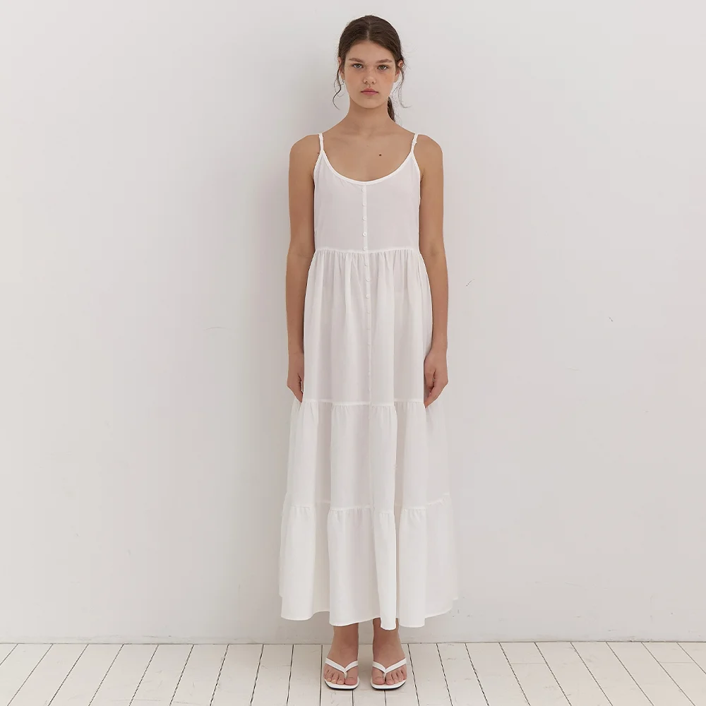linen bloom dress - natural white