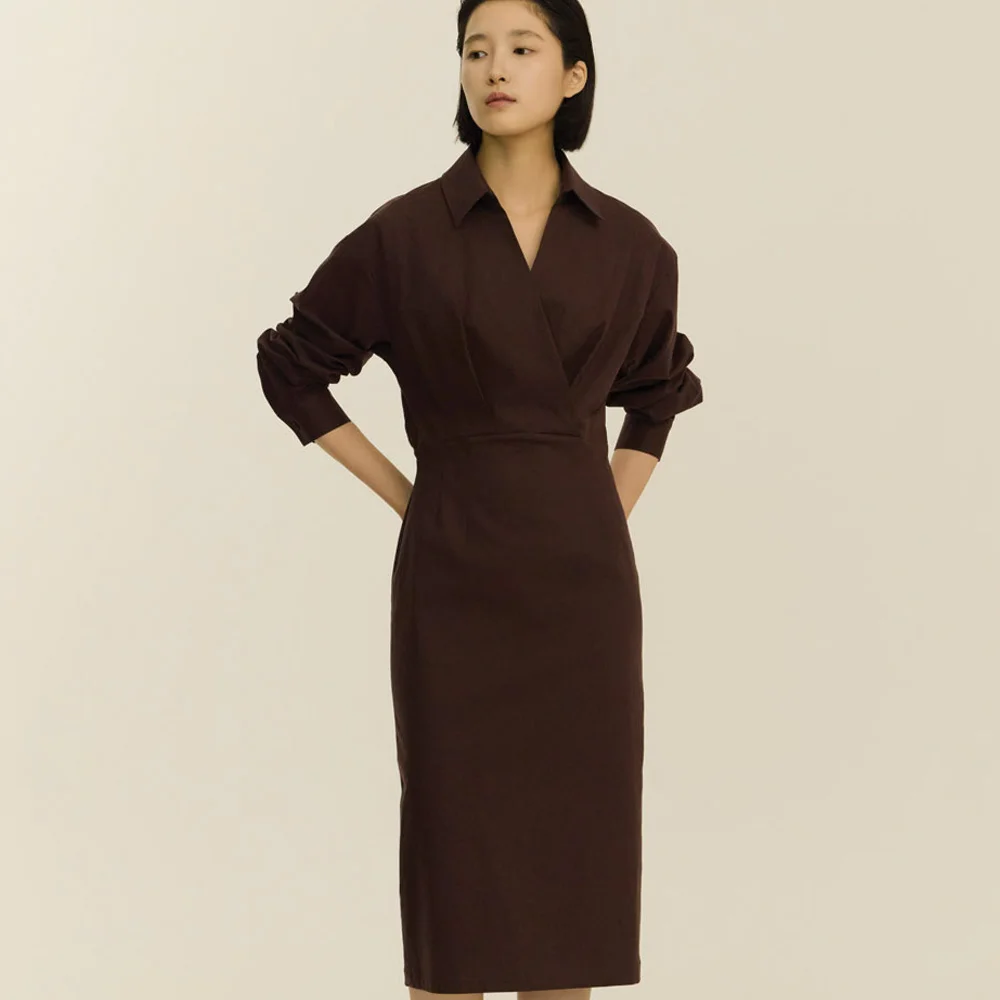 high waist shirt dress_brown