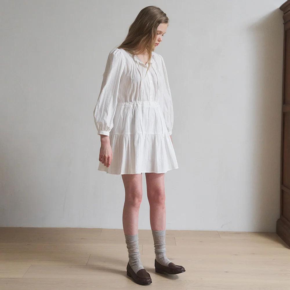 A RUFFLE TIE CANCAN DRESS_IVORY