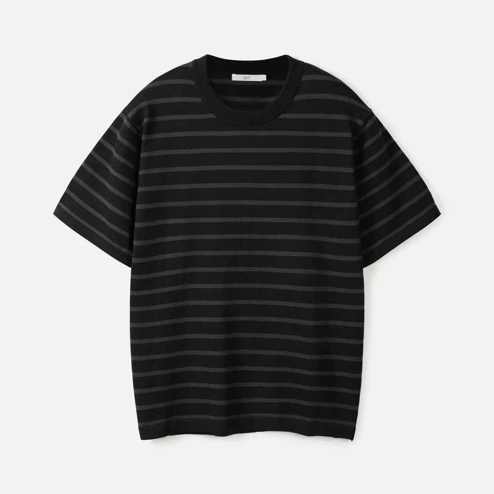 SUPIMA COTTON STRIPE H/KNIT GRAY (247)