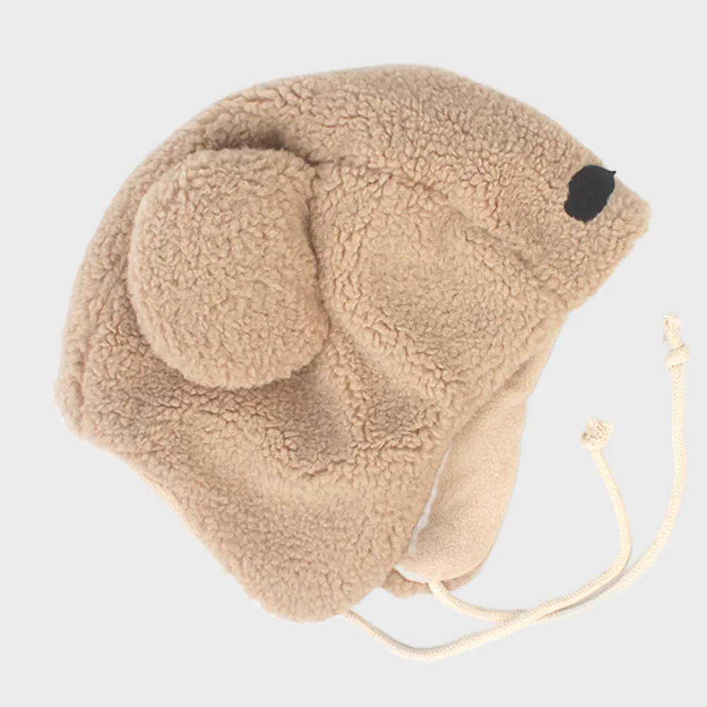 Big Ear Bear Fleece Brown Bonnet Hat 小熊帽