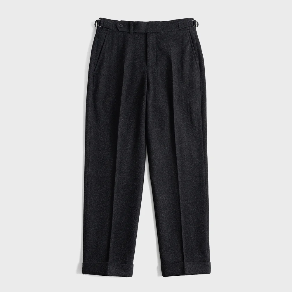 12 WOOL FLANNEL TROUSERS (charcoal)