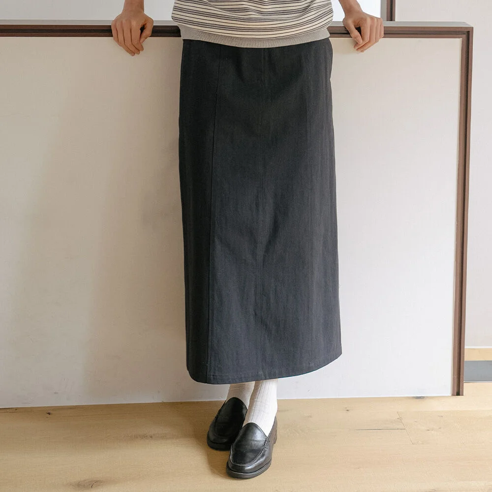 Bio wash cotton maxi skirt _Navy