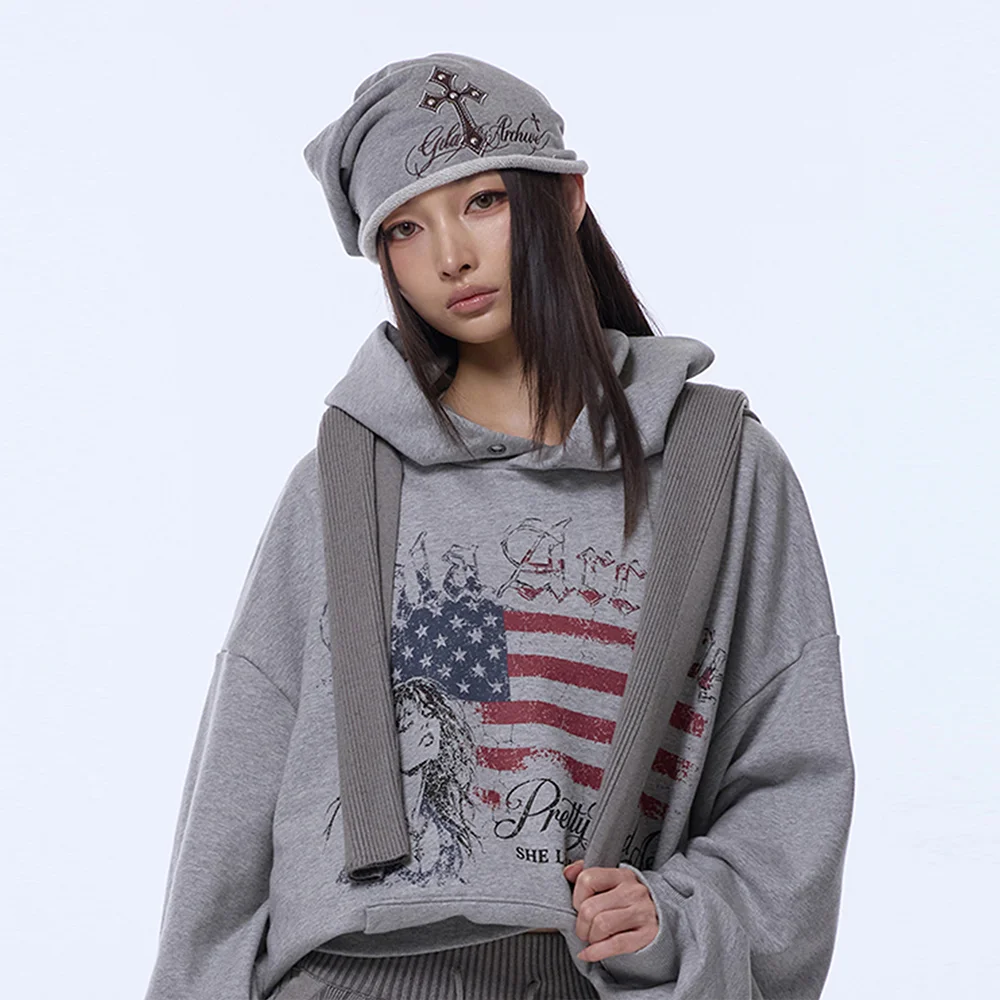 CROSS PATCH LETTERING LOGO BEANIE_GREY