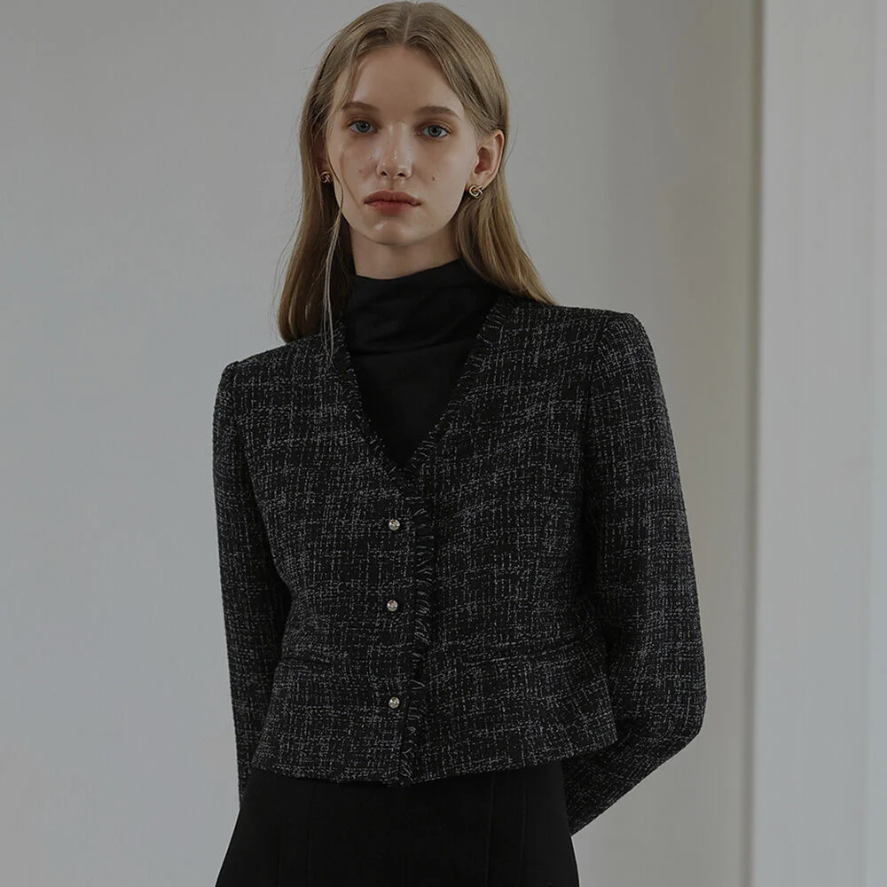 Harry Collarless Tweed Jacket