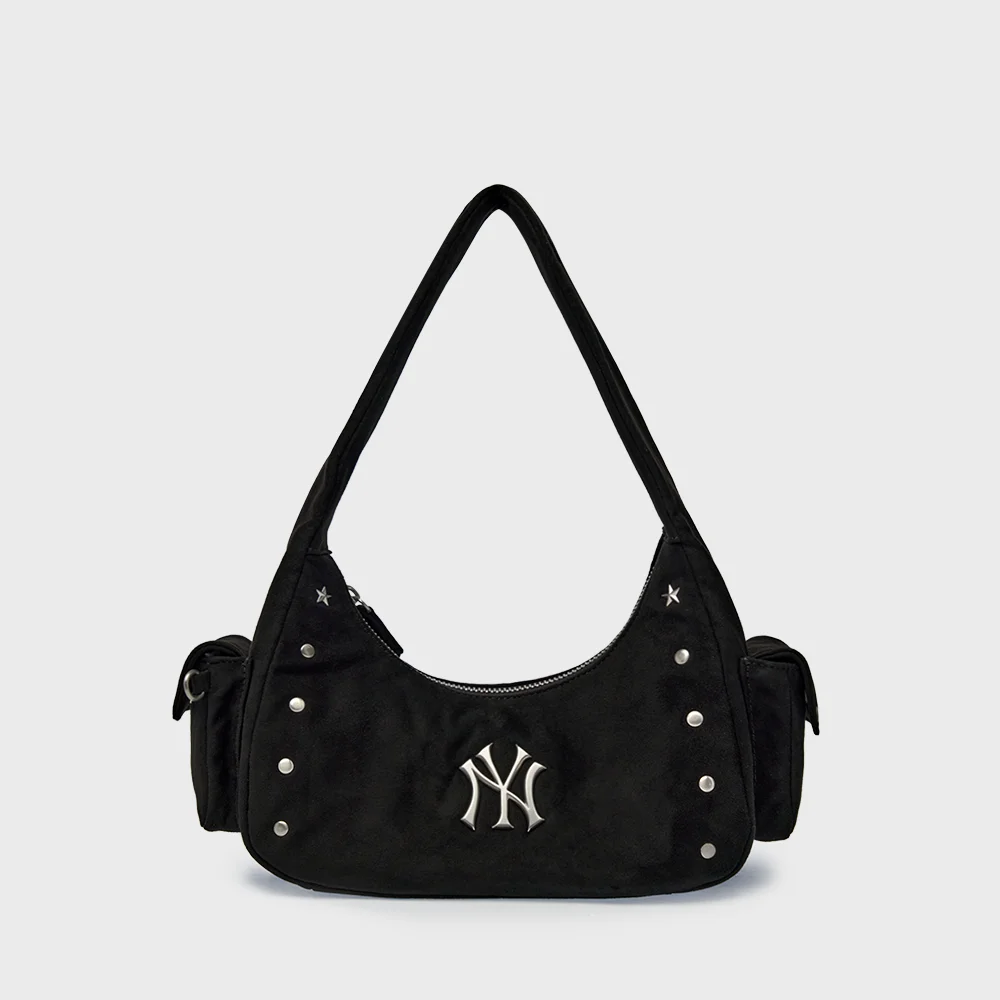 復古 街頭 鉚釘 Hobo Bag NY (Black)