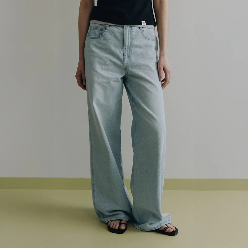 Semi-Wide Flared Denim Pants SJ6ML780_3color