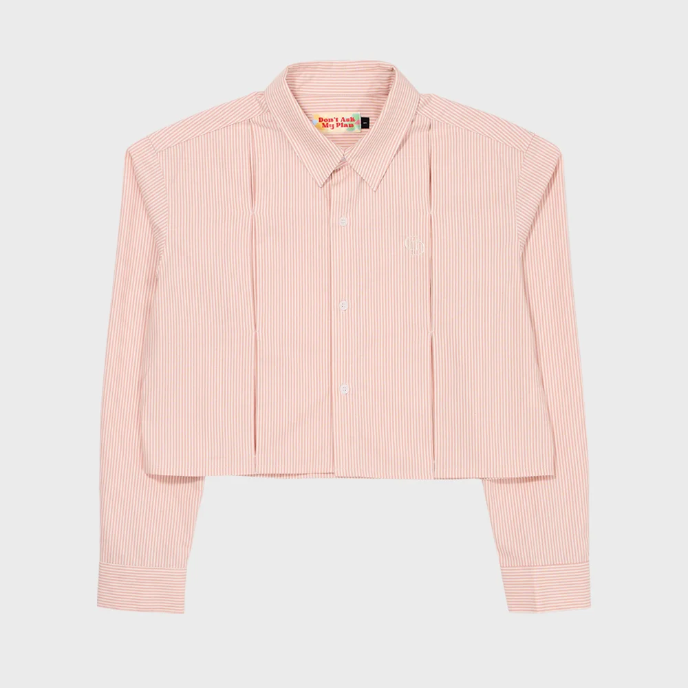DAMP STRIPE CROP SHIRT_PINK