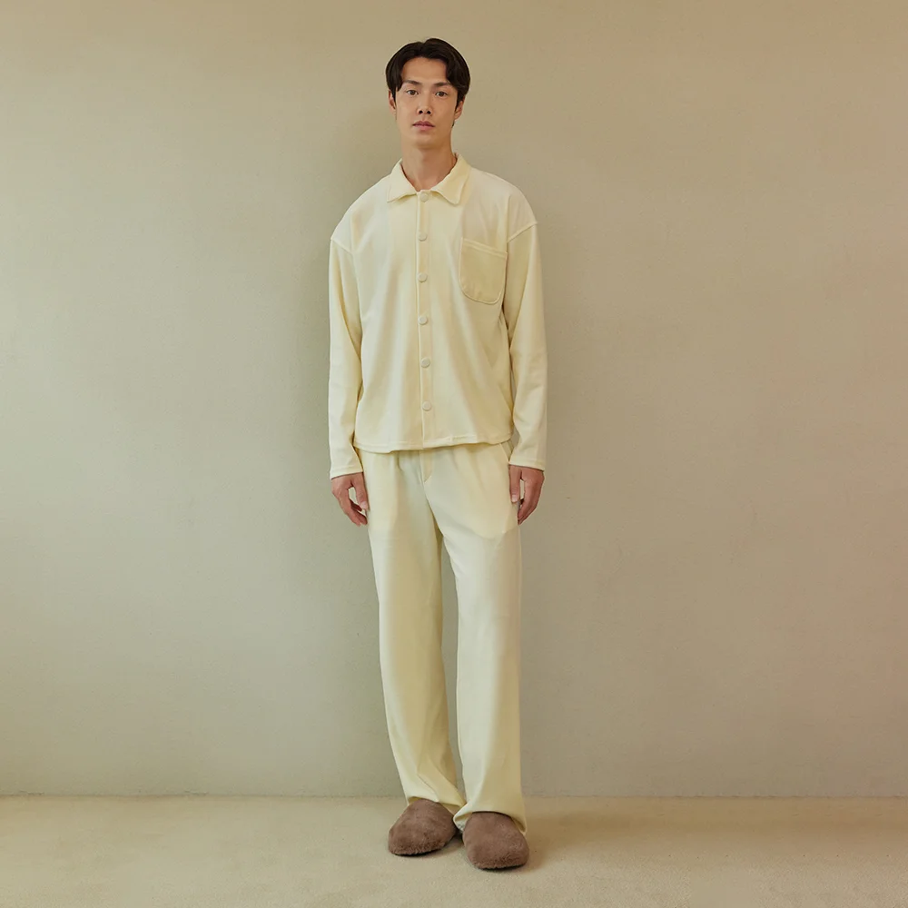 VELOUR PAJAMA SET_cream (men)