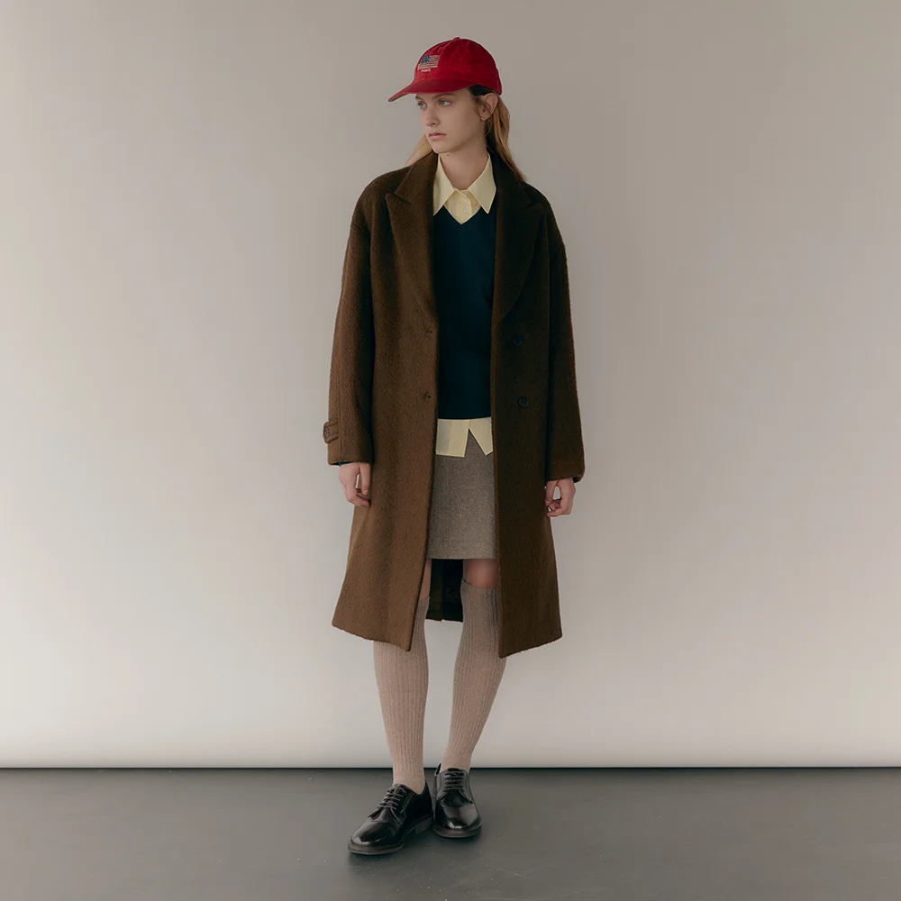 ALPACA MOHAIR HALF COAT(ASH KHAKI)