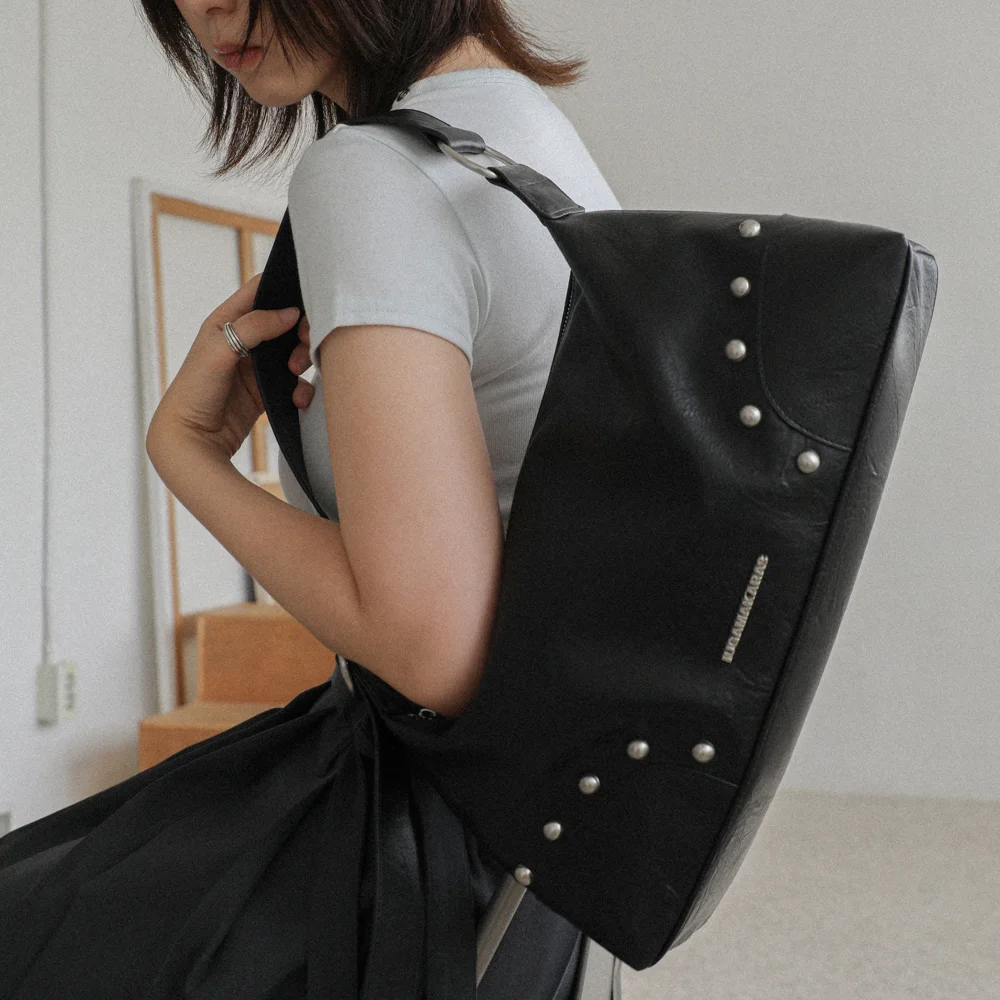 Studded Hobo Bag (Black)