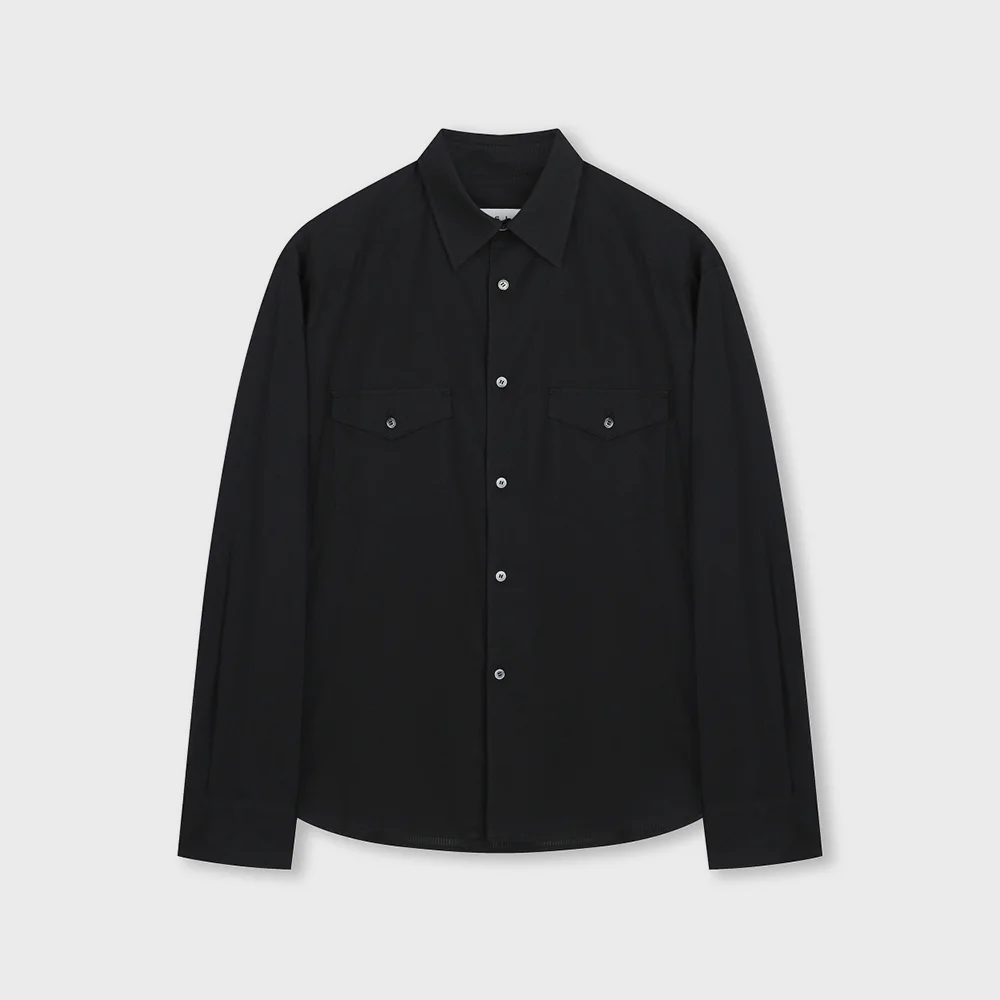 STRIPE OFFICER SHIRT BLACK