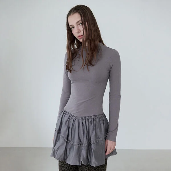 BALLOON JERSEY DRESS GRAY