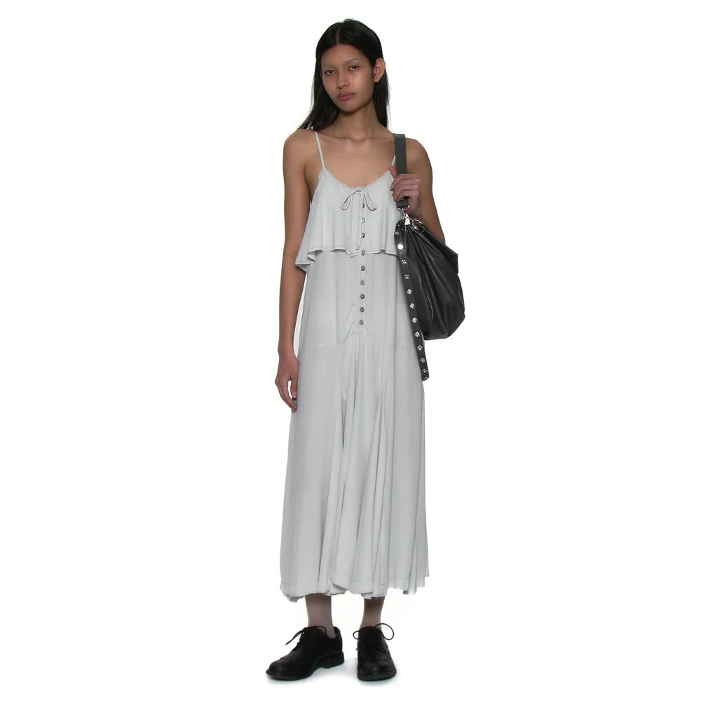RUFFLE LACE TRIM FLARE SLIP DRESS_MINT