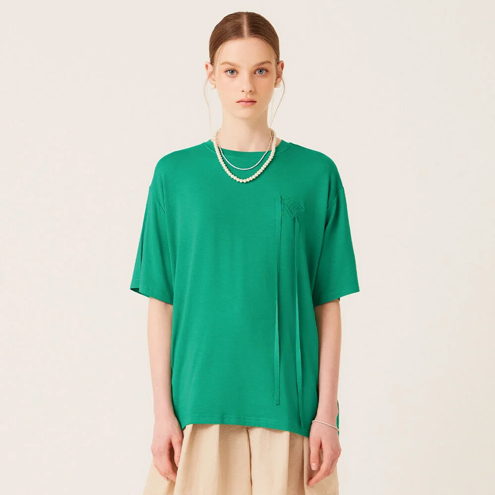 K LOGO RIBBON POINT T-SHIRTS (GREEN)