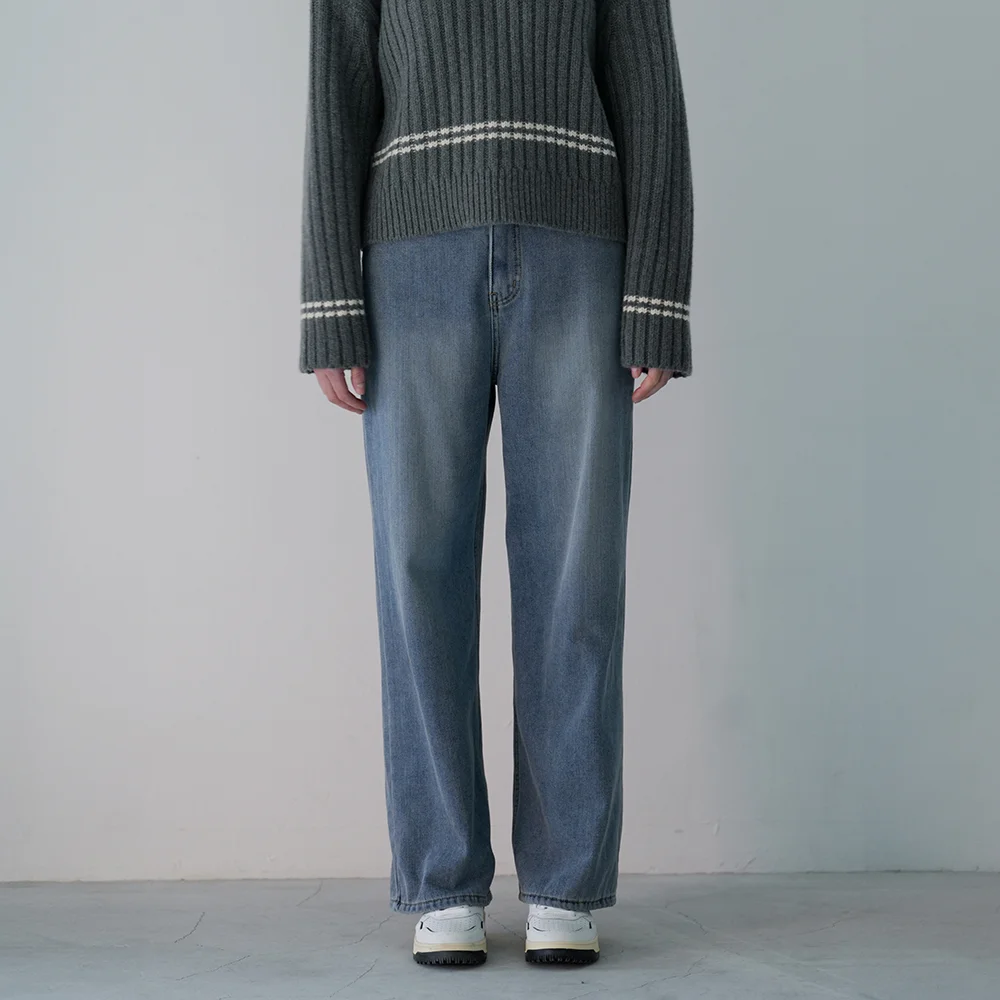 Kael fluff denim pants (Medium Blue)