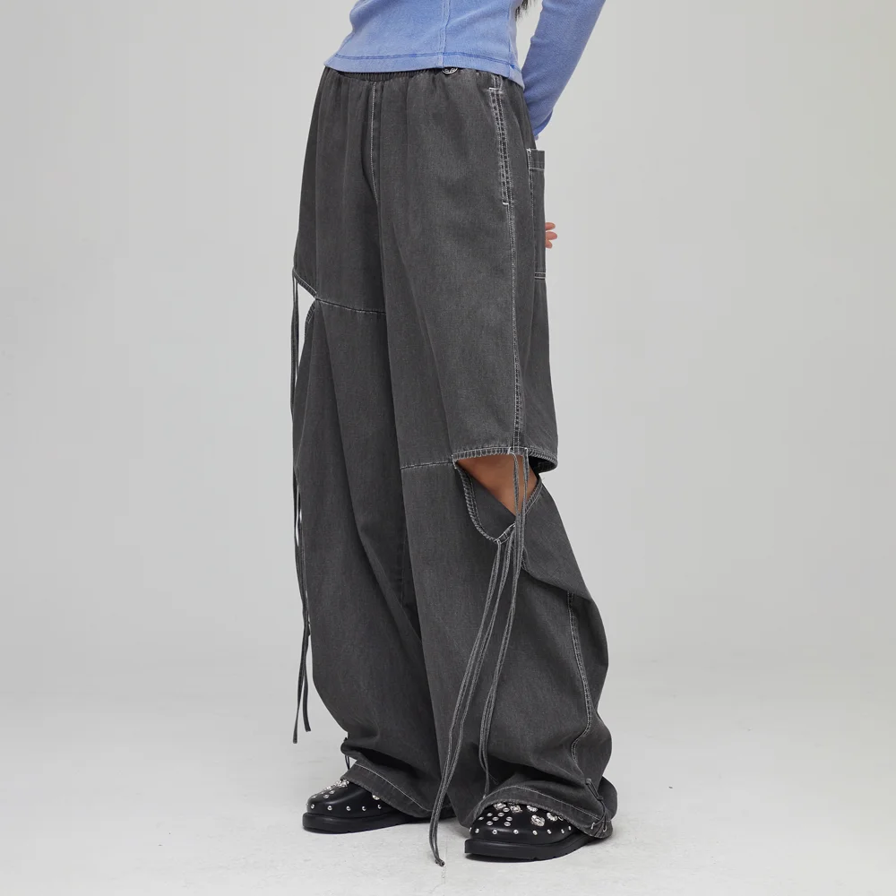 CUT OUT RIBBON PANTS CHARCOAL BQ4WP011