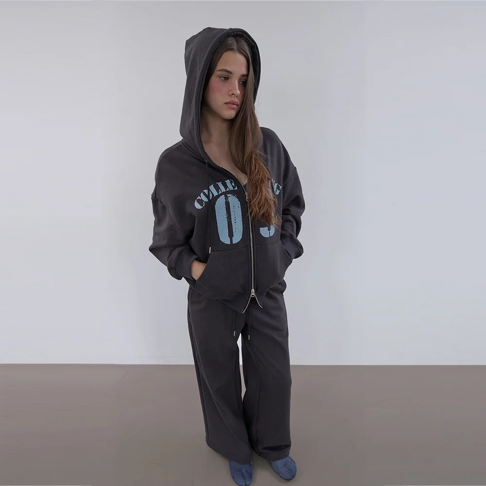 ESSENTIAL HOOD ZIP-UP (CHARCOAL)