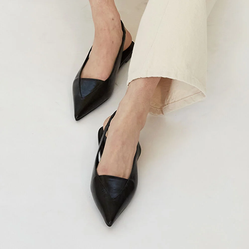 Nana Slingback Flats Leather Black
