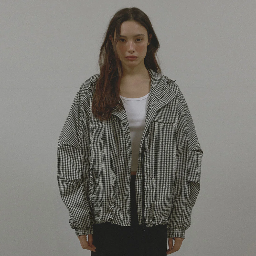 PATTERN DUO BOMBER JACKET (BLACK CHECK)