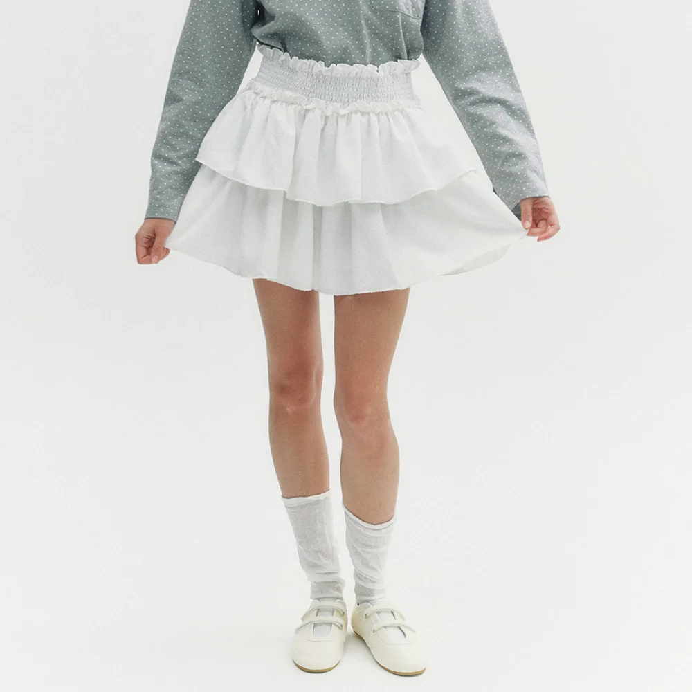 Cancan Tweed Frill Skirt White