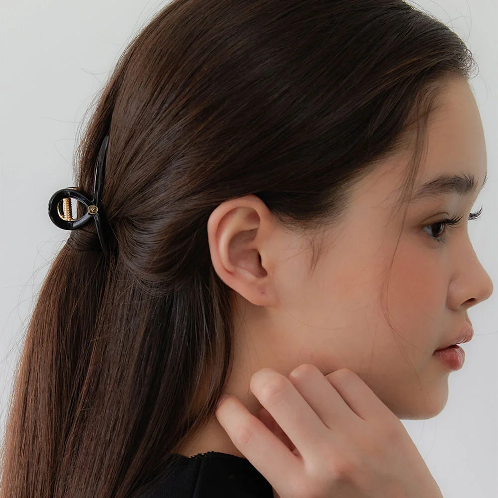 Twist metal point hair clip_real black HC034