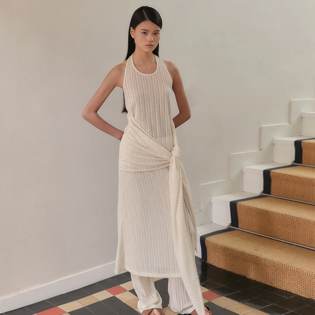 LINEN HALTER DRESS