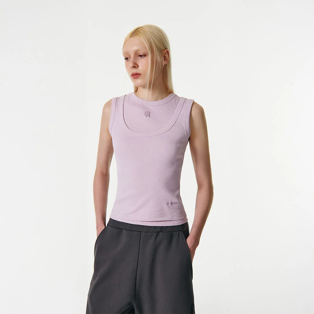 GLITTER U-NECK SLEEVELESS TOP