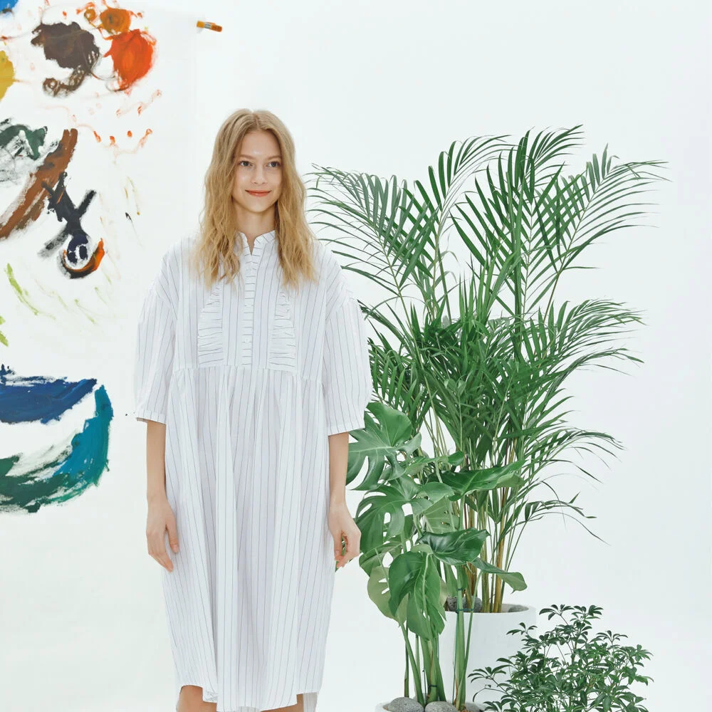 Field trip dress -Off white & Stripe