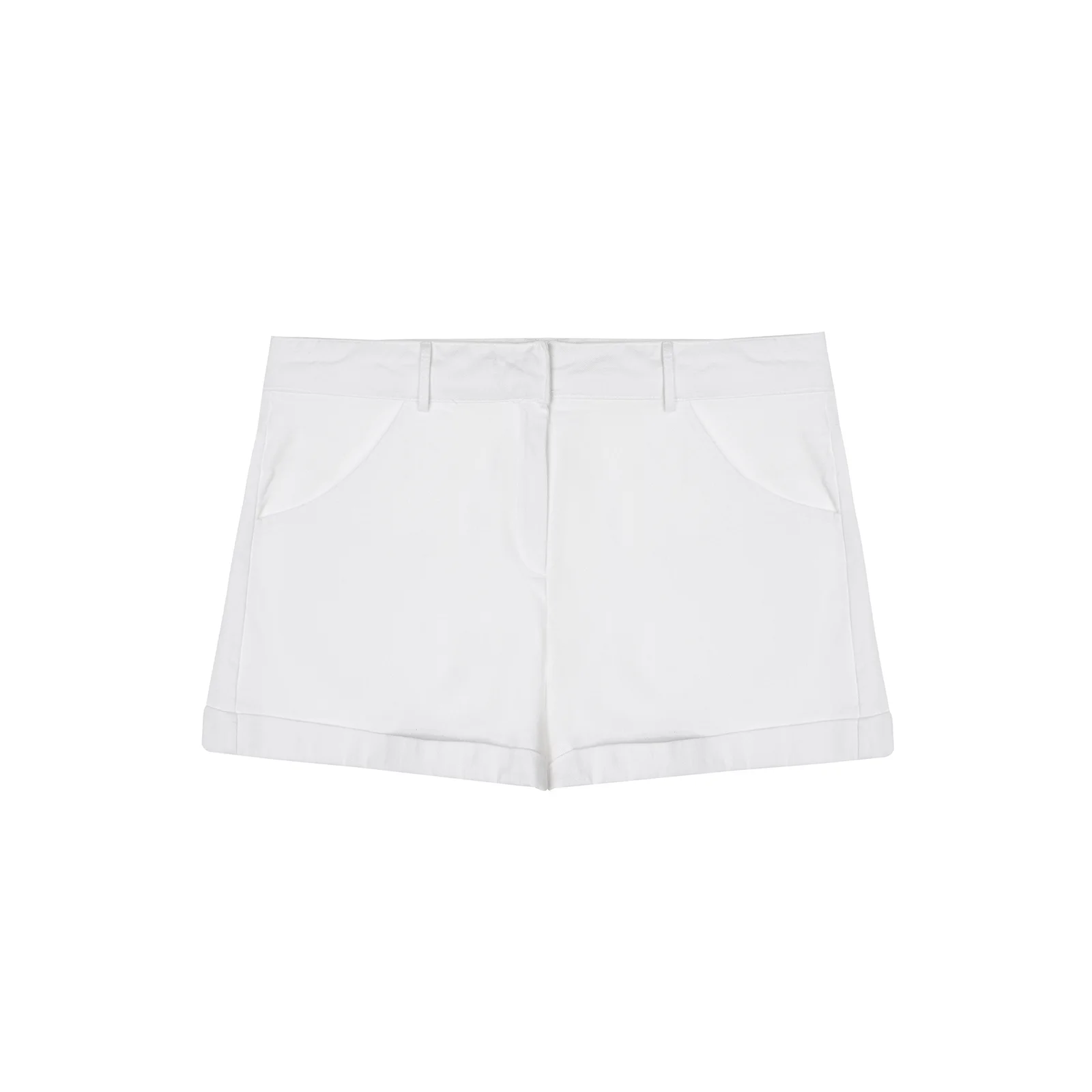 COTTON ROLL-UP SHORT PANTS_WHITE