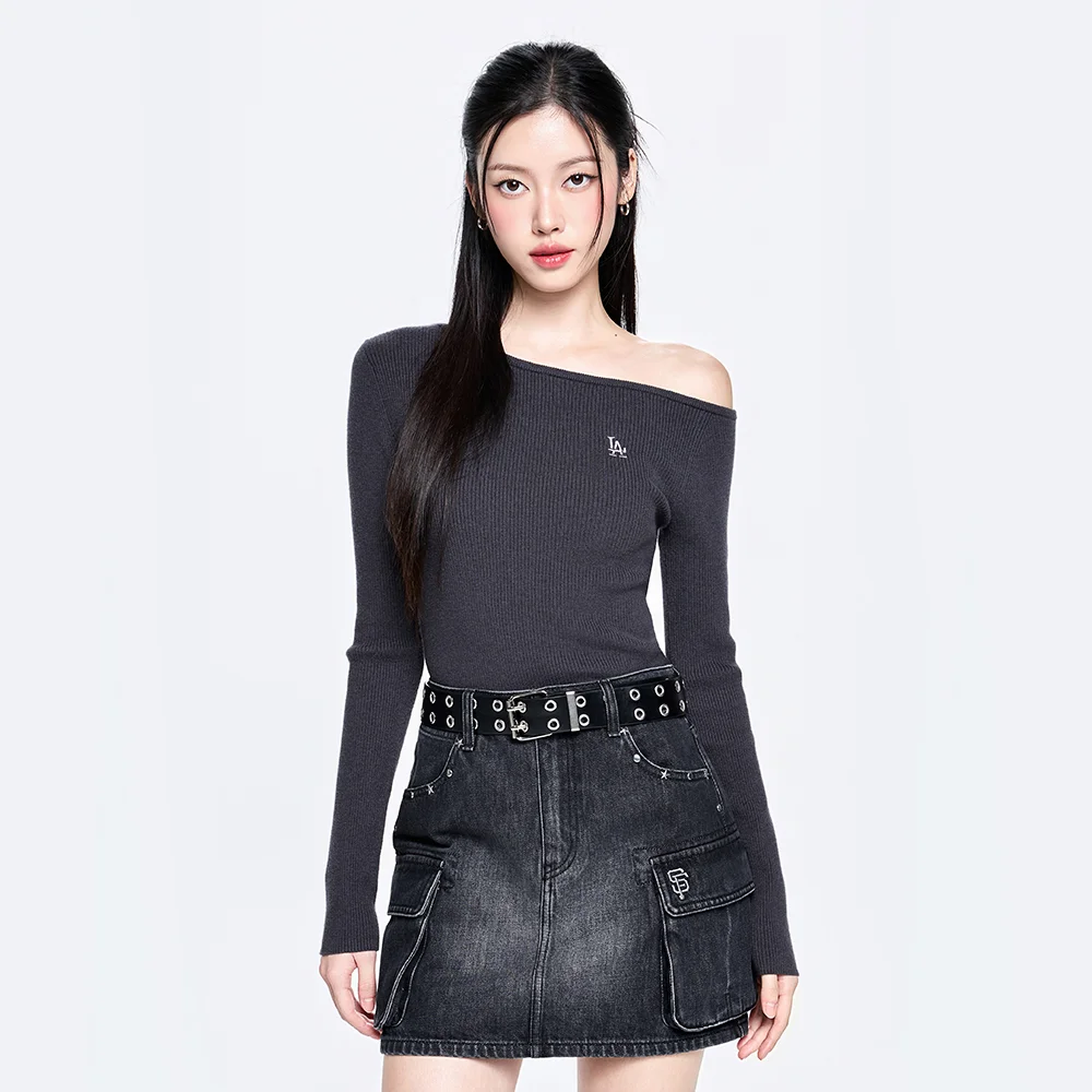 女裝 基本款 唇 露肩 毛衣 套頭 LA (D.Charcoal Grey)