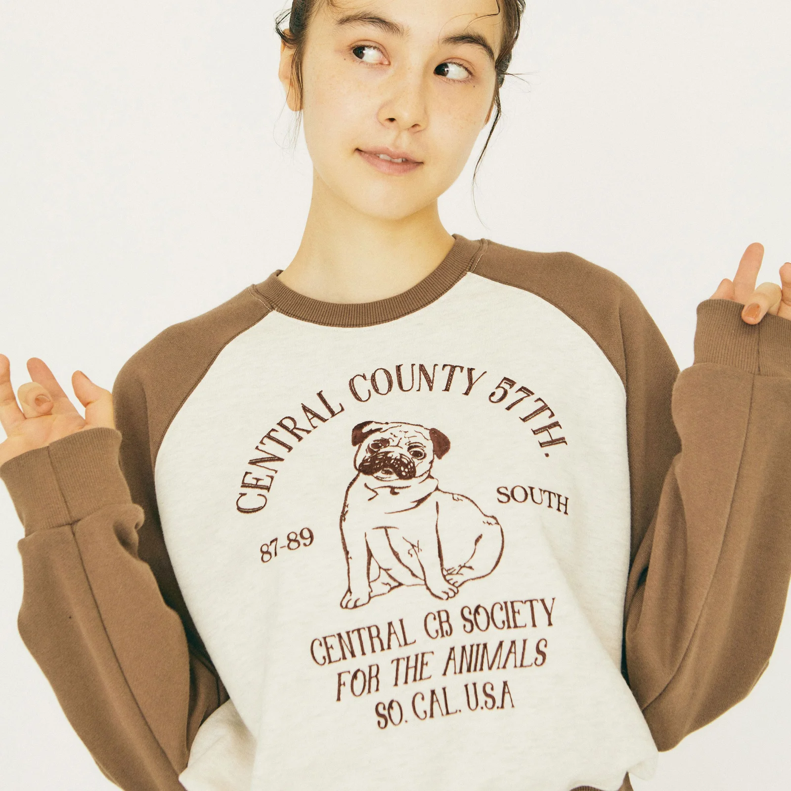 Animal Raglan mtm(OATMEAL/BROWN)