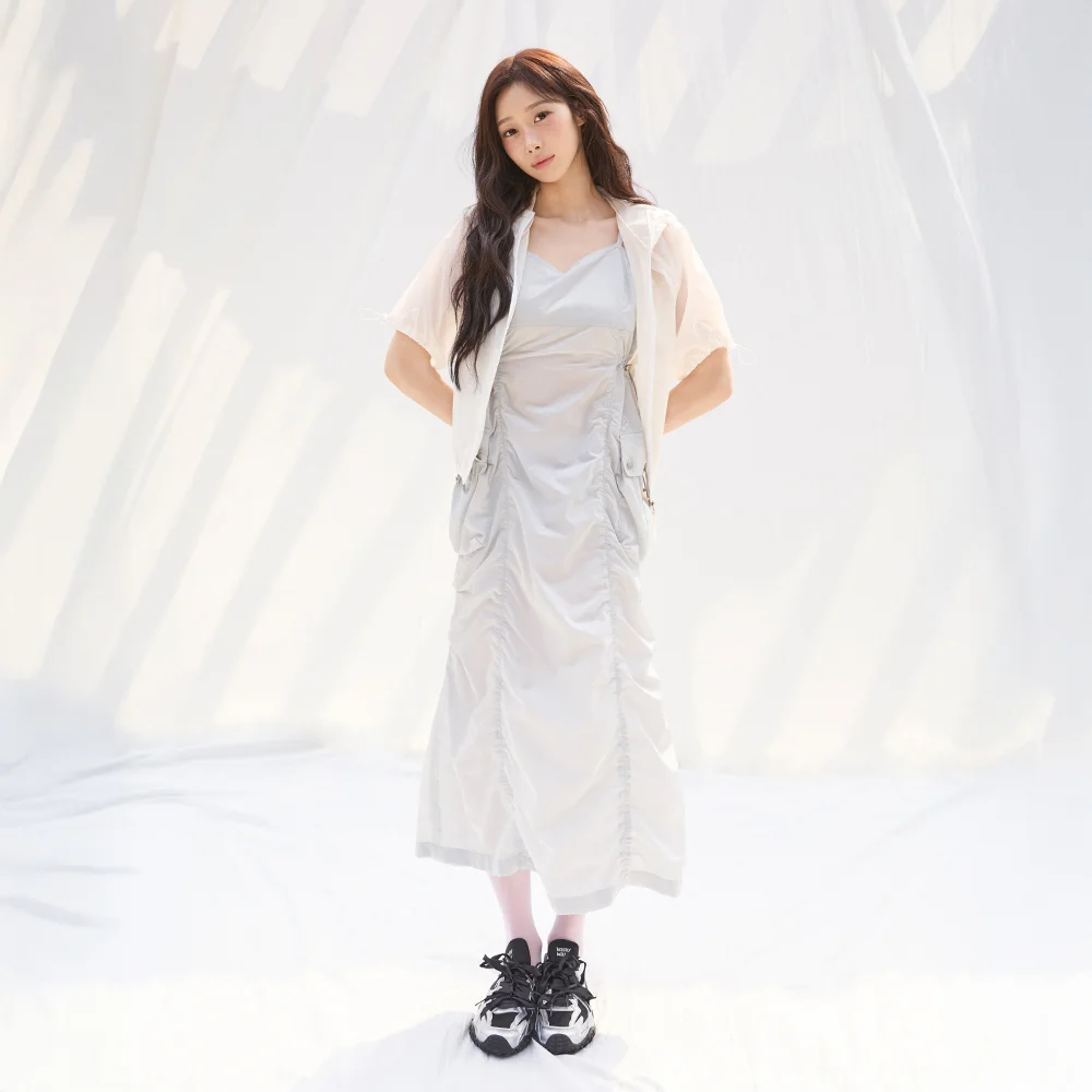 女裝 尼龍 馬甲 連衣裙 淺 灰色