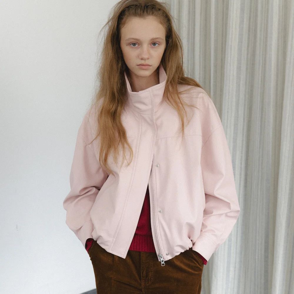 TIQVAH LIGHT LEATHER BLOUSON_BABY PINK