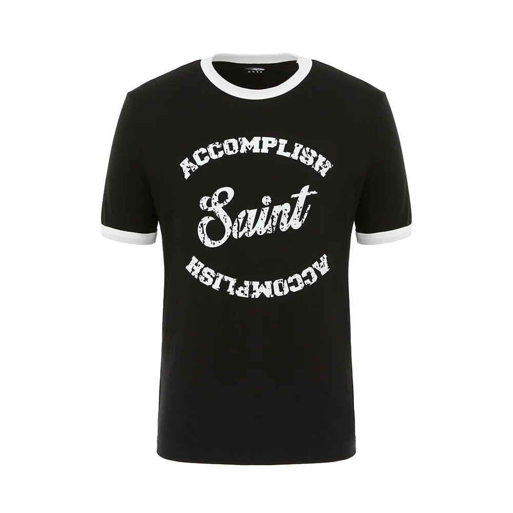 Saint 絲光棉 半 Ringer T恤 黑色