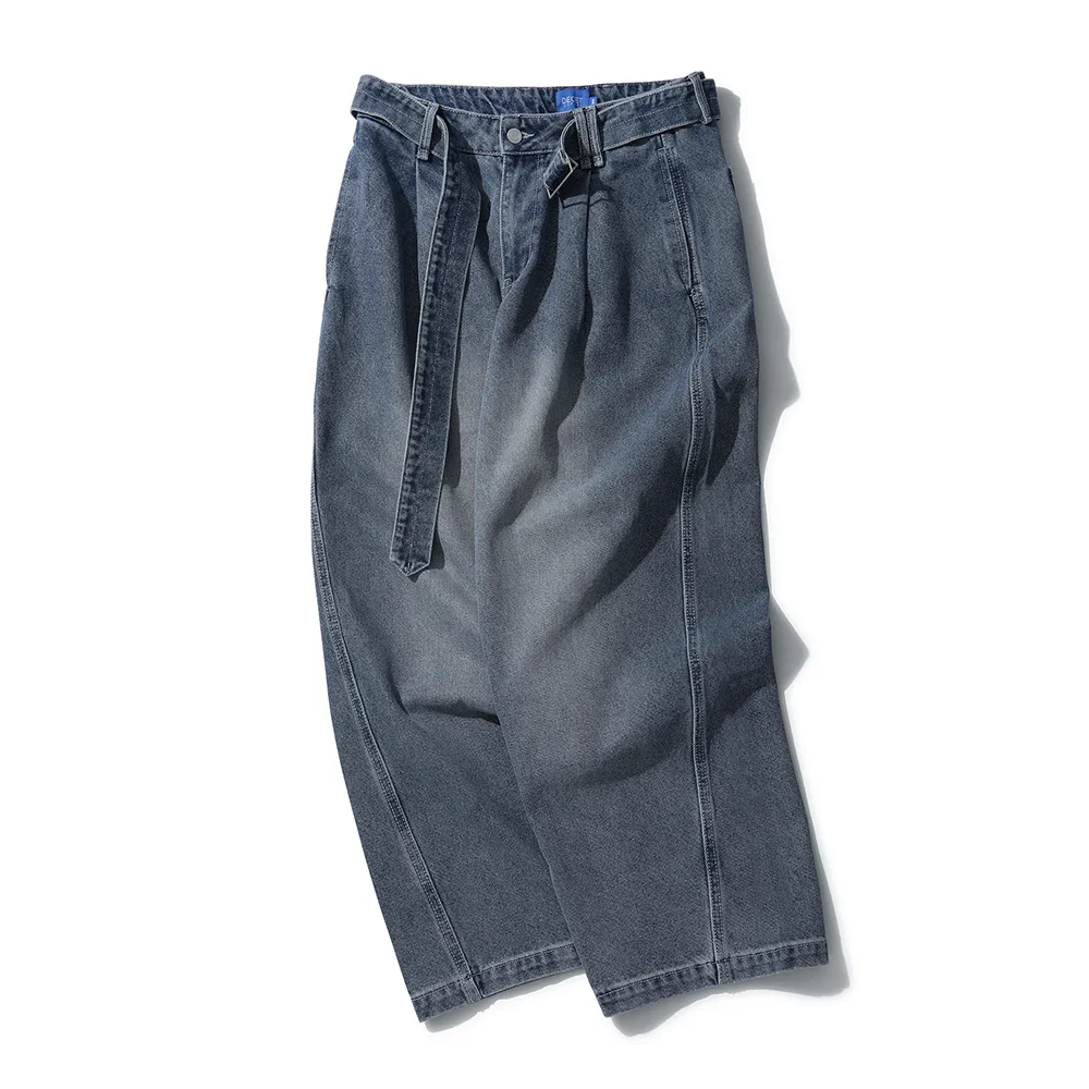 Belted Barrel Wide Leg Jeans DCPT072Blue