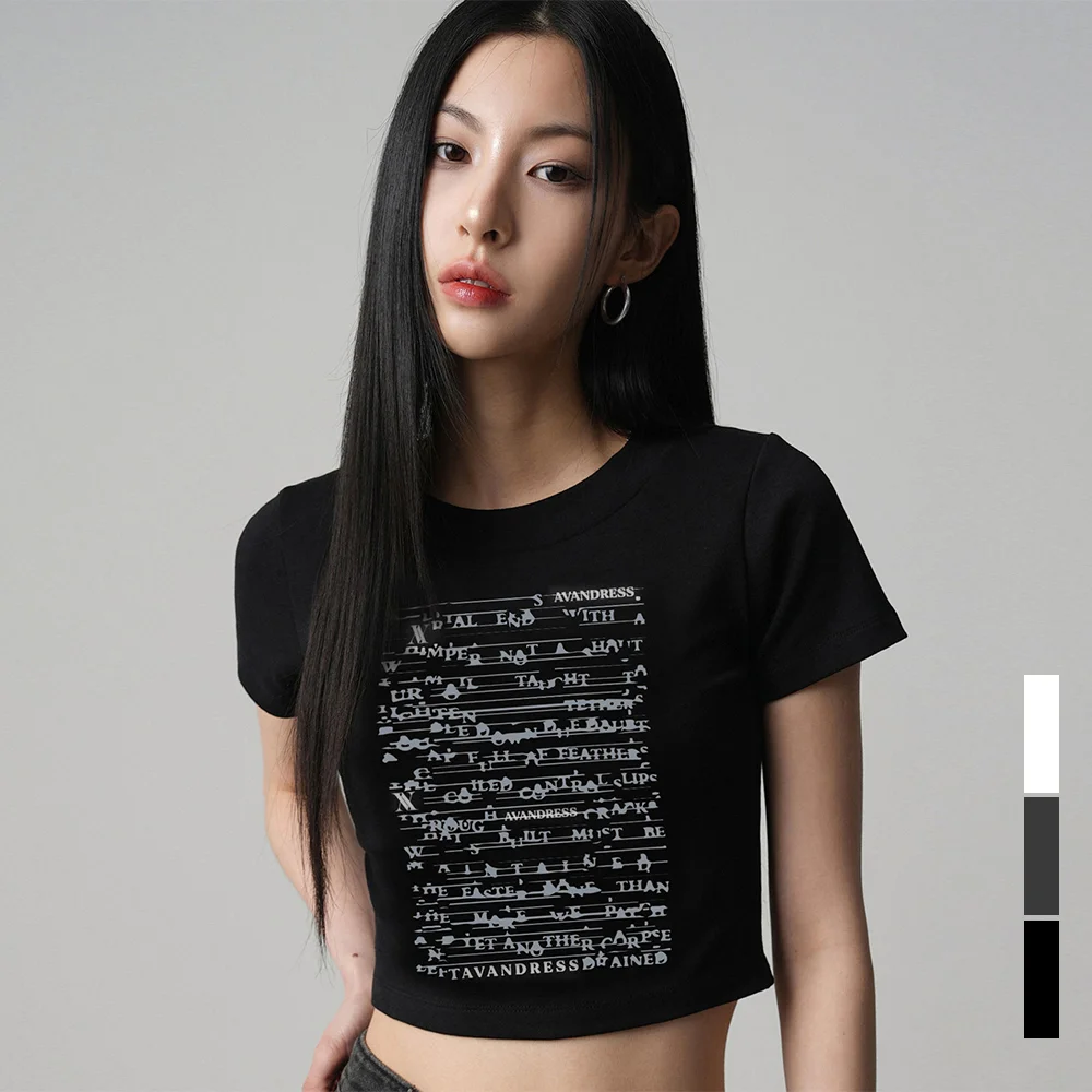 Letter Crop T-shirt - 3COL