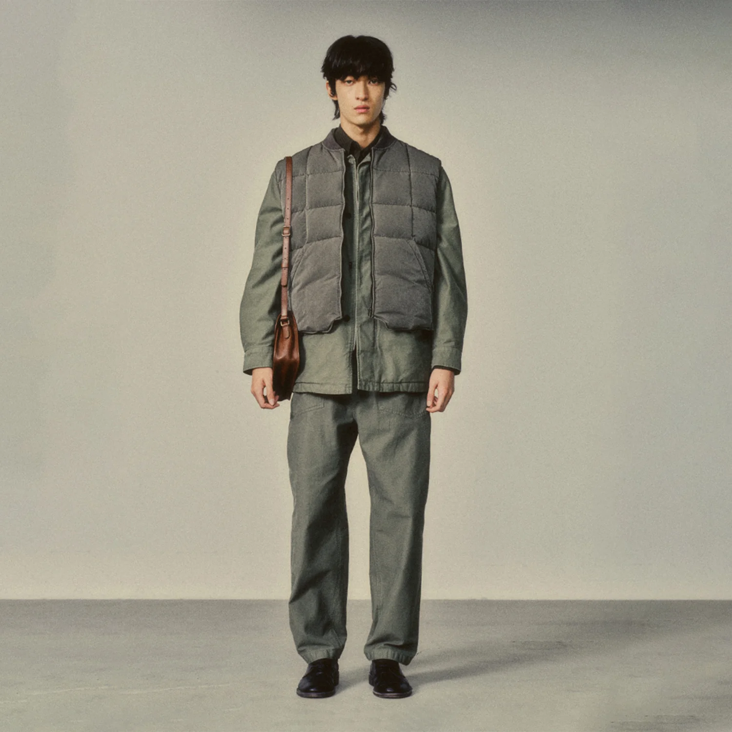 Garment Washed Quilted Vest_ Vintage Moss