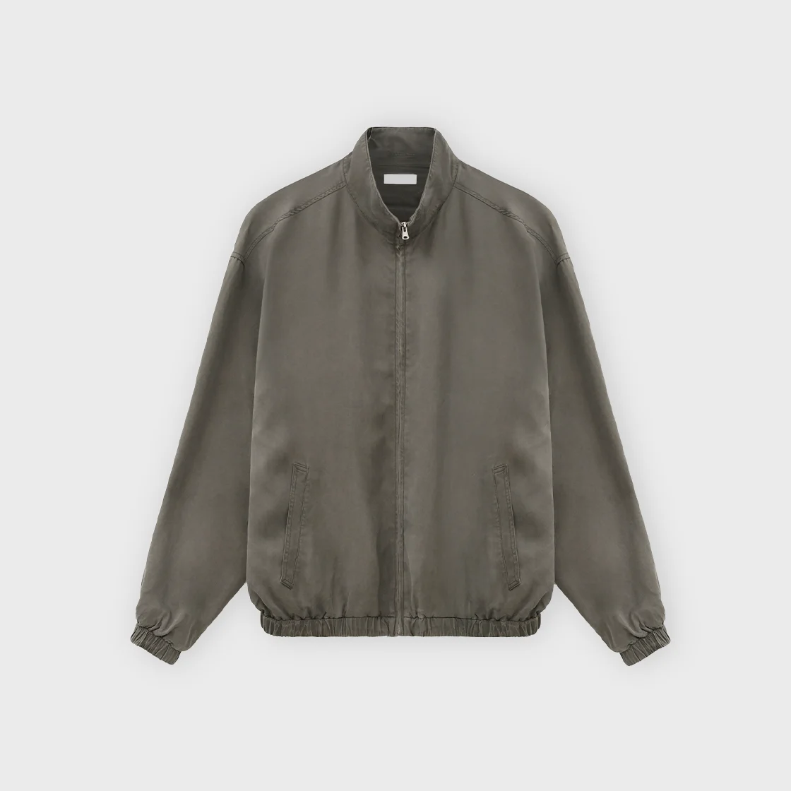 Washed Cupro Stand Collar Blouson, Charcoal