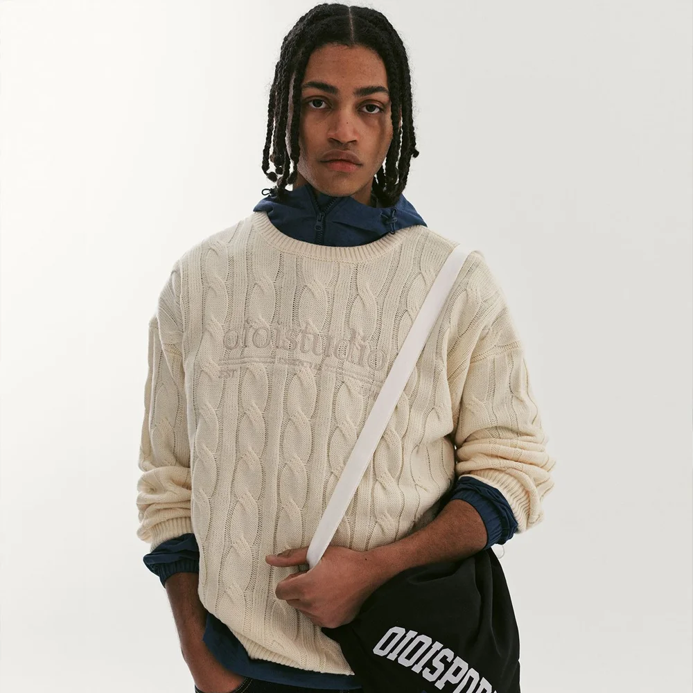 LAYERED LOGO CABLE KNIT